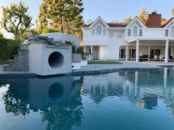 Hidden Hills Pool Completed: Backyard Pool, Spa, Waterslide and Seating Area