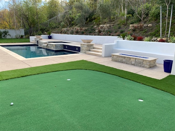 Calabasas Pool Completed: Backyard Pool and Putting Green